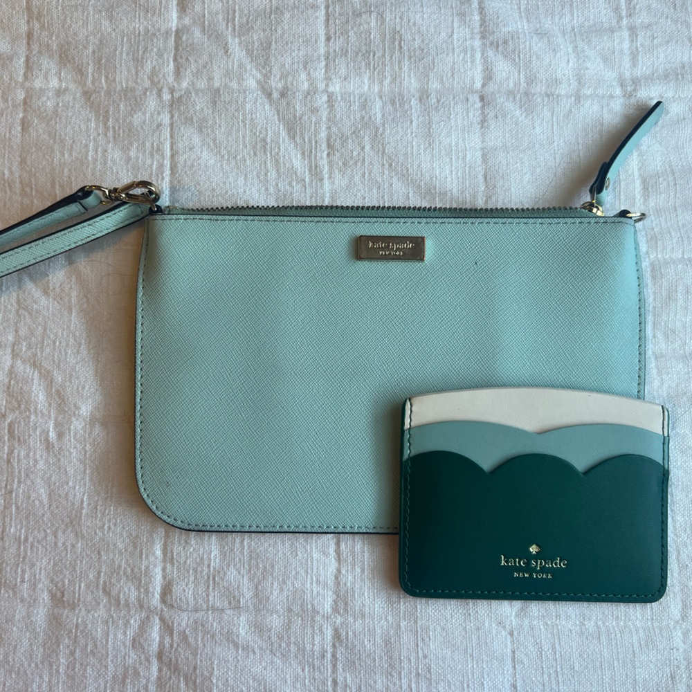 Kate Spade Wallet & Clutch. Turquoise / light blue. Used.